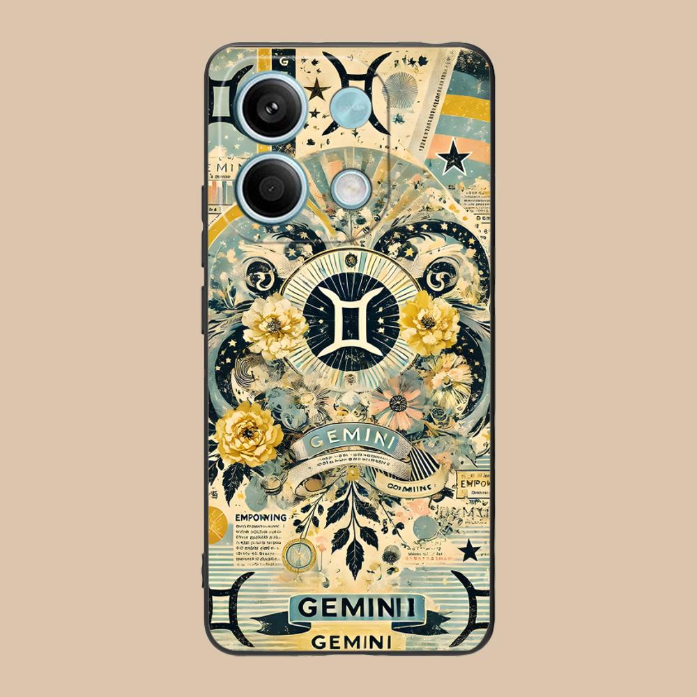 Zodiac Sign Gemini Phone Case for POCO M7 M6 M5 M4 M3 X7 X6 X5 X4 X3 Pro GT 5G Soft TPU Shockproof Cover