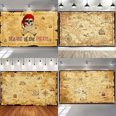 Pirate Background Treasure Map Theme Background Banner Nautical Theme Party Decoration Arrangement Background