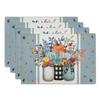 Thanksgiving Design Placemats Linen Rectangular Table Mats Heat Resistant for Dining Kitchen Autumn Festival Atmosphere Placemat