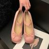 Chaussures Plates de Ballet de Luxe en Satin de Soie pour Femmes Bout Carré Nœud Élastique Chaussures Ballerine Mocassins Classiques Souples