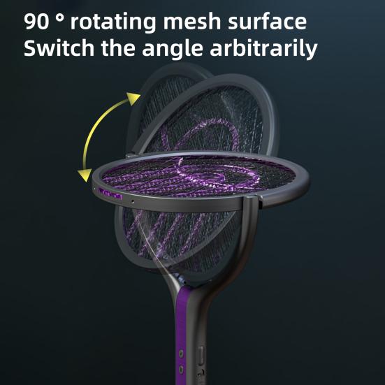 Electric Mosquito Swatter Folding Design 3500V Powerful Shock Rechargeable Battery USB Type-C Charging Mesh Insect Swatter