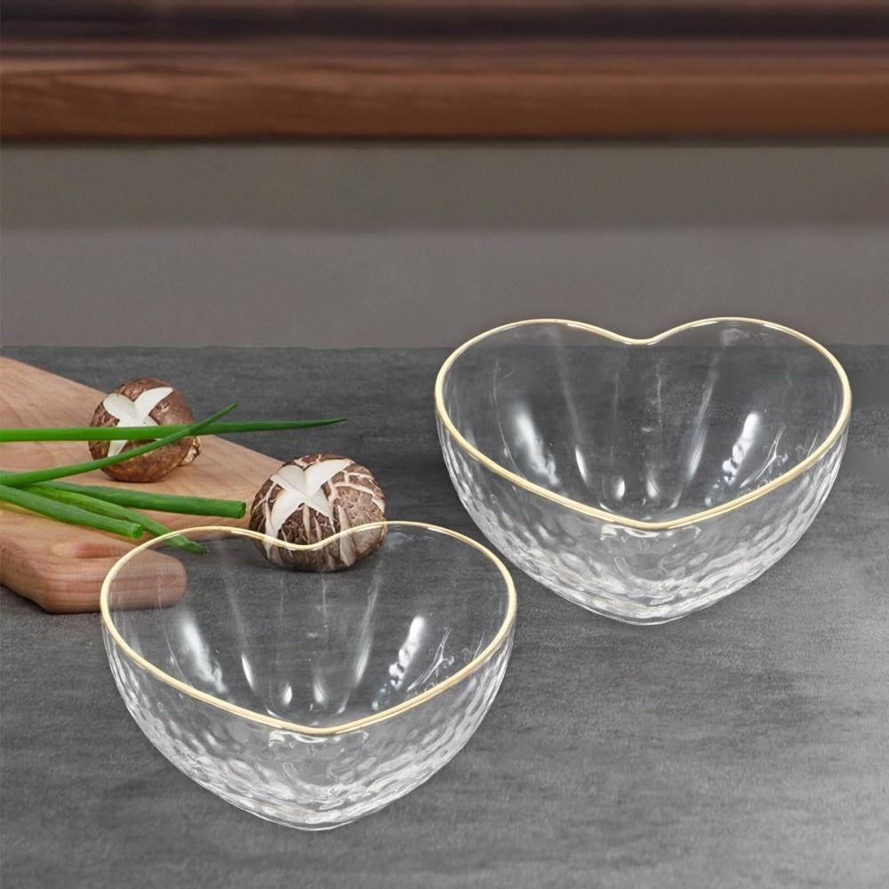 Heart Shaped Glass Heart Bowl Love Heart Candy Trays Simple Fruit Plate Fruits Salad