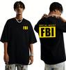 Mens Clothing Hot Selling Fun Design FBI Pattern Printed Cotton Tshirt Street Casual Short Sleeved Round Neck Tshirt Top
