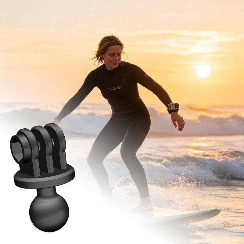 Motorcycle Camera Mount Adapter for Navigation Use, Ball-Base Action Camera Mount with Small-Profile Form for Travel