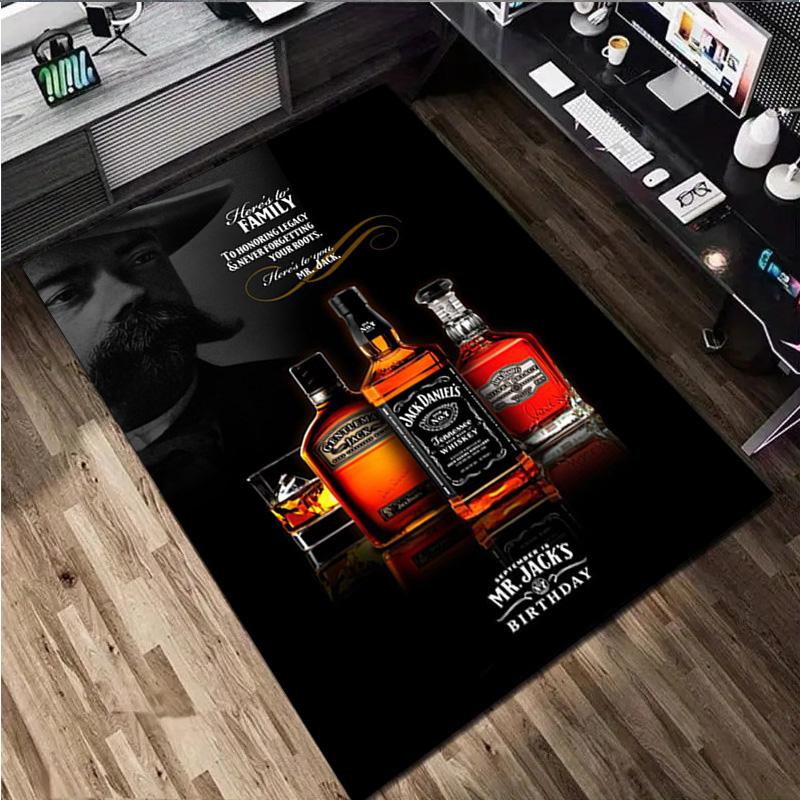 Jack Daniel's Whiskey Carpet Office Decorative Carpet For Living Room Bedroom Door Mat Floor Rug Computer Chair Area Rug