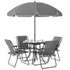 4 Seater Garden Furniture Set, 6 Pieces Garden Table and Chairs with Parasol