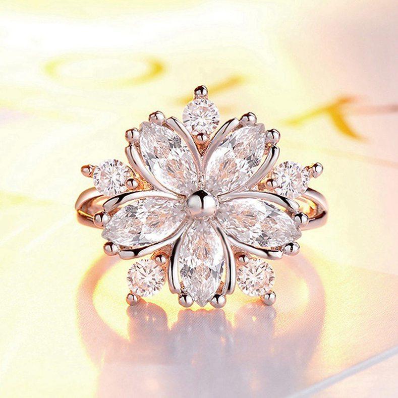European and American Creative Ladies Temperament Flower Ring Fashion Anniversary Gift KTJ