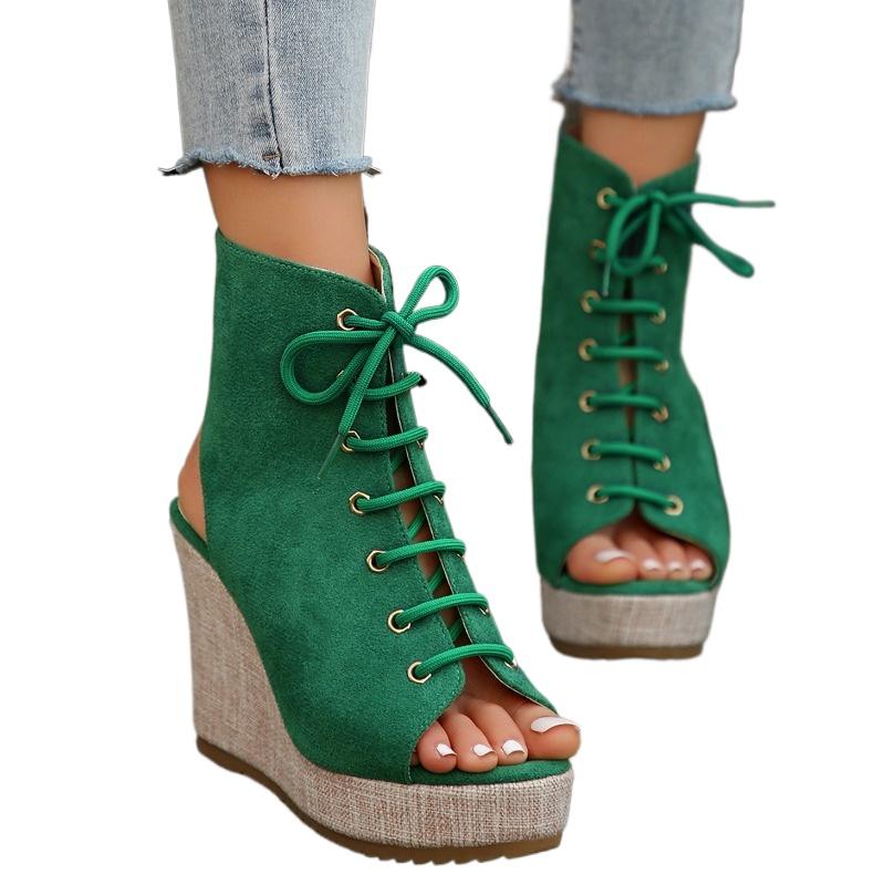 2024 Fashion Women's Shoes Rome Women's Sandals Platform Casual Sandals Women Cross-tied High Wedges Ankle-wrap Shoes Ladies