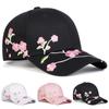 1 Pièce Casquette de Baseball Broderie Fleur de Pêcher Unisexe Protection Solaire Extérieure Chapeau de Loisirs Printemps Automne Voyage Vacances