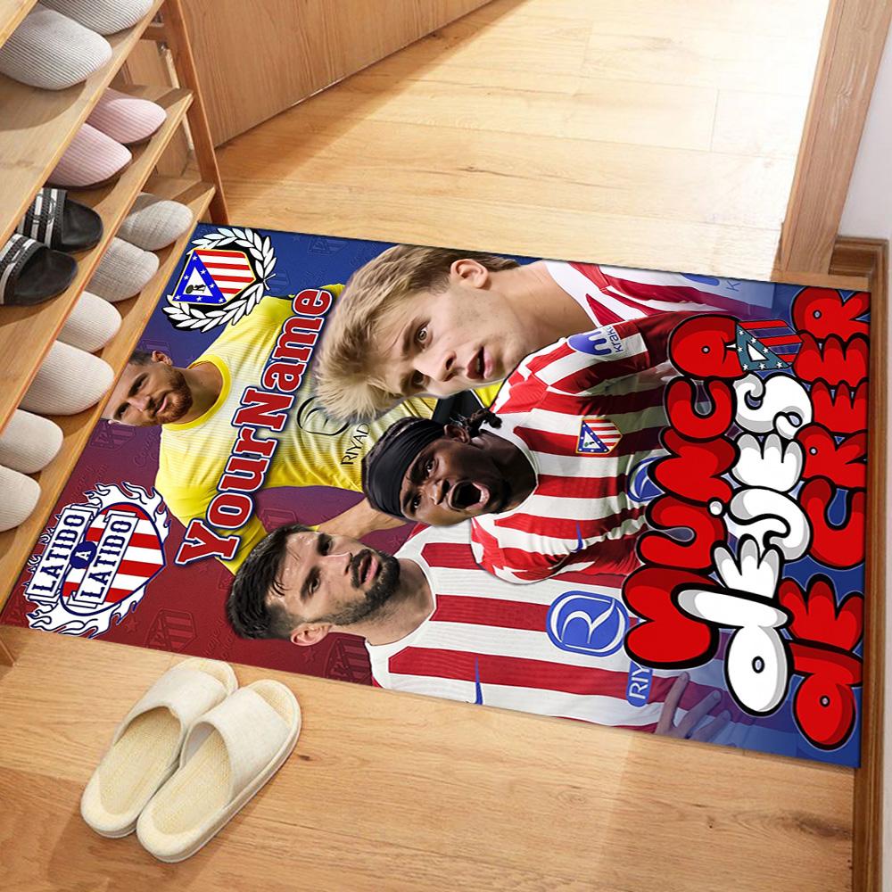 Atletico Madrid Customize Your Name Floor Rug Office Rug Suitable for Dormitory Hallway Entryway Decorate Room Anti-slip Rug Office Home Decor