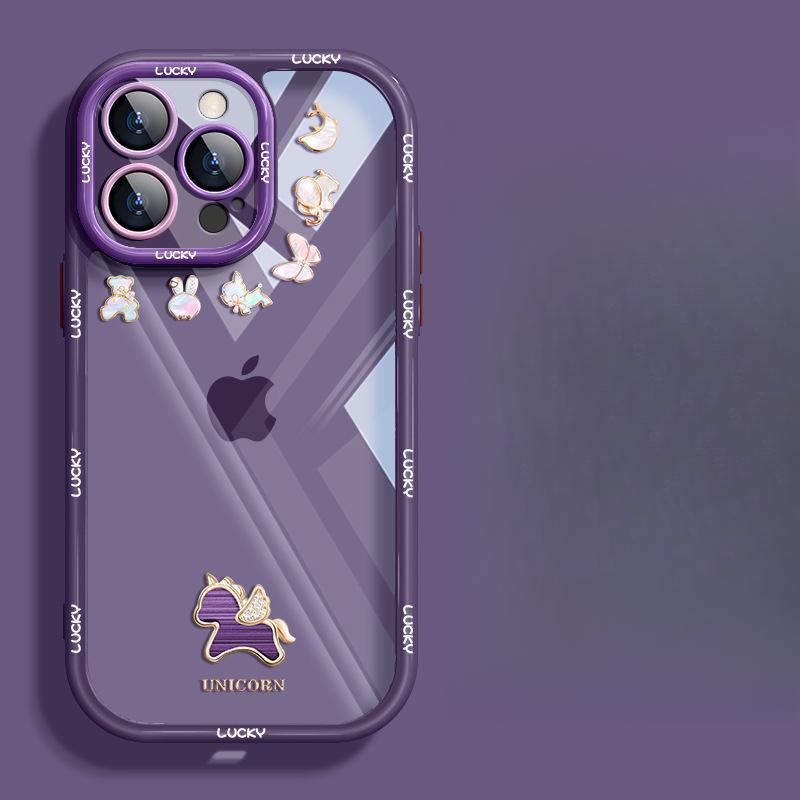 Anwendbar auf Apple 15 Handyhülle Iphone14 Einfacher Diamant Pony 13 Transparent Rundumschutz Linse 11/12 Sturzsicher X