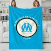 Team O-Olympique De Marseilles Throw Flannel Blanket Perfect for Sofa Office Bed Travel Sleep Read Relax Camping Four Season Use