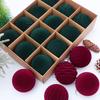 Dark Velvet Christmas Ornaments Set - 12 Flocked 8cm Balls