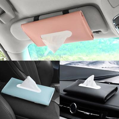 Car Tissue Box Car Sun Visor PU Leather Tissue Box Holder Auto Car Interior Storage Decoration Accessories