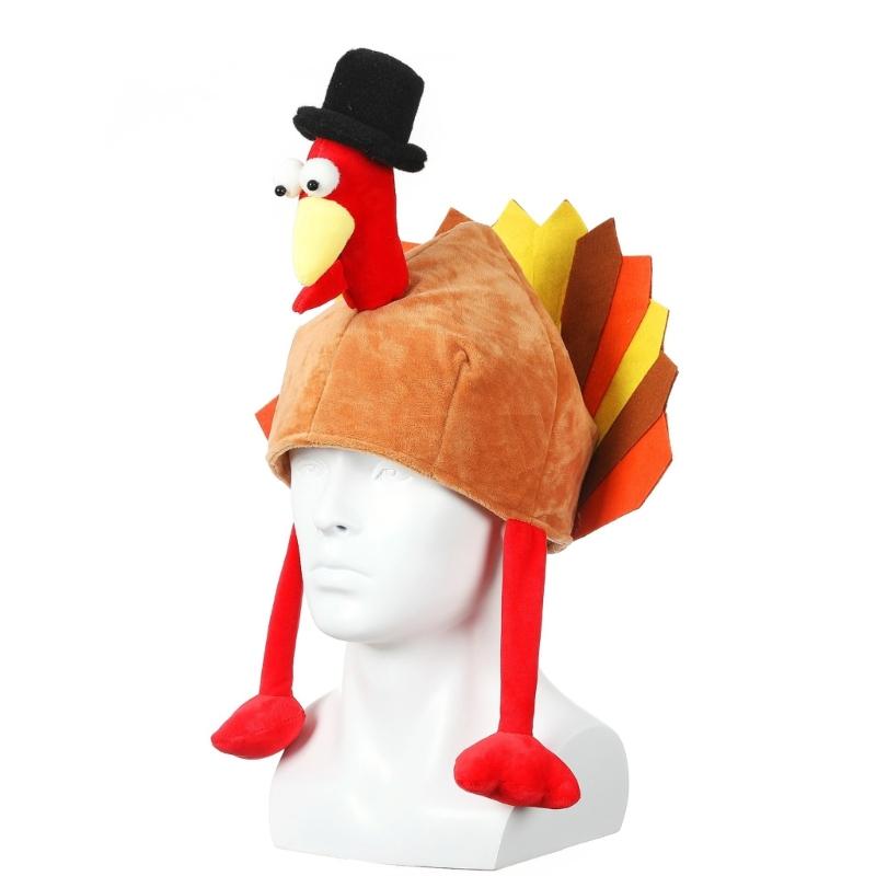 Plüsch-Truthahn Thanksgiving Truthahn Hut Neuheit Gebratenes Hähnchen Wichteln Kostüm Party Dekoration