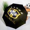 Brazilian Football Emblem Printed Automatic Umbrella, 8-Frame for Travel, Camping, Casual Umbrella, Essential Gift for for Family and Friends