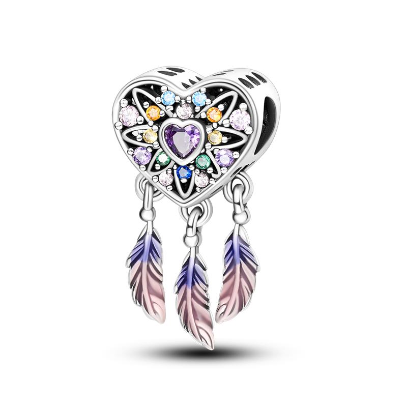 copper Fashion Charm Bead Charms Bead Colorful Parrot Peacock Carousel Dangle Compatible With Authentic Accessories Bracelets Do It Yourself Jewellery