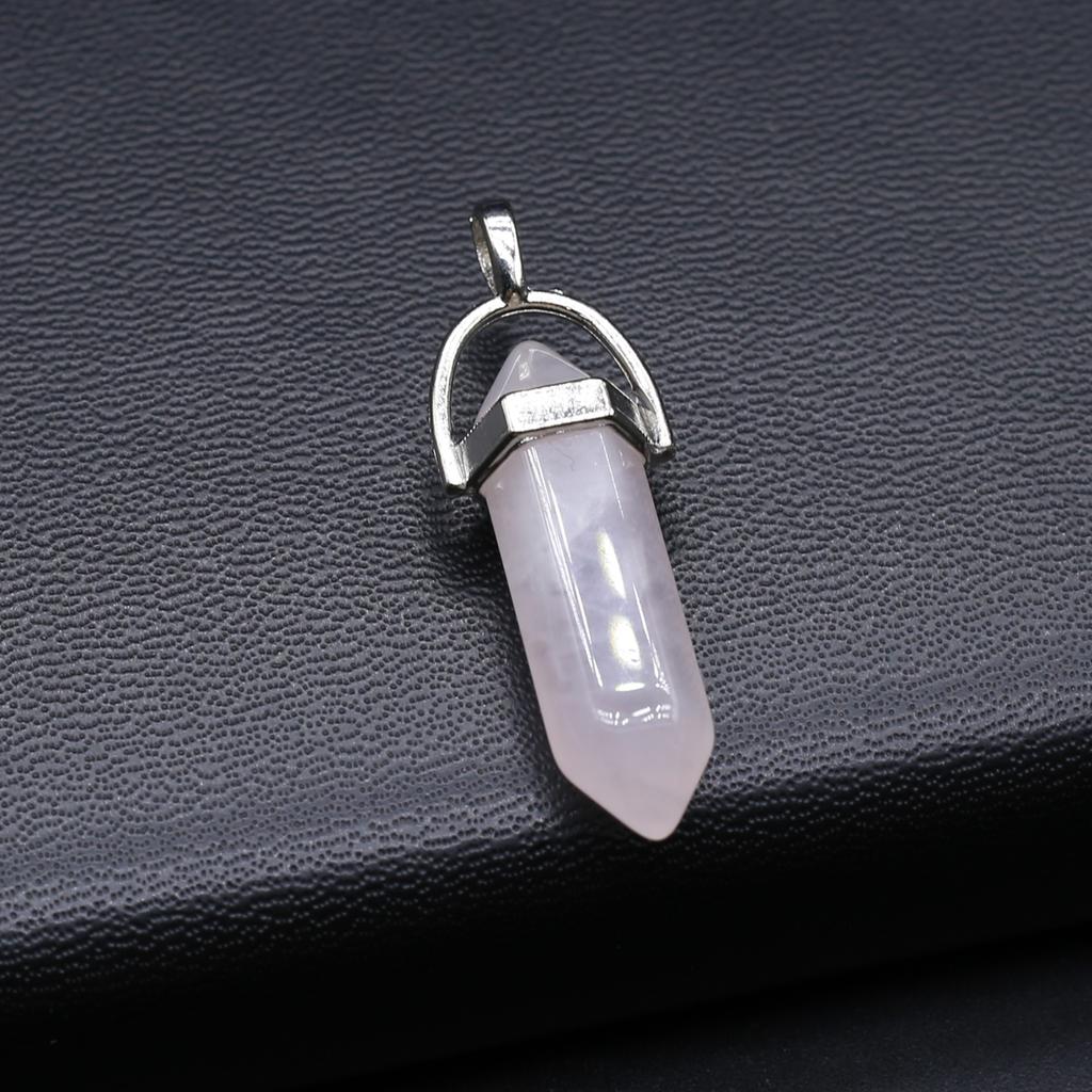 1Pc Natural Stone Hexagonal Cone Pendant, Reiki Healing Crystals Agate Gems Charms for DIY Women Men Necklace Jewelry Accessories, Extremely Cheap