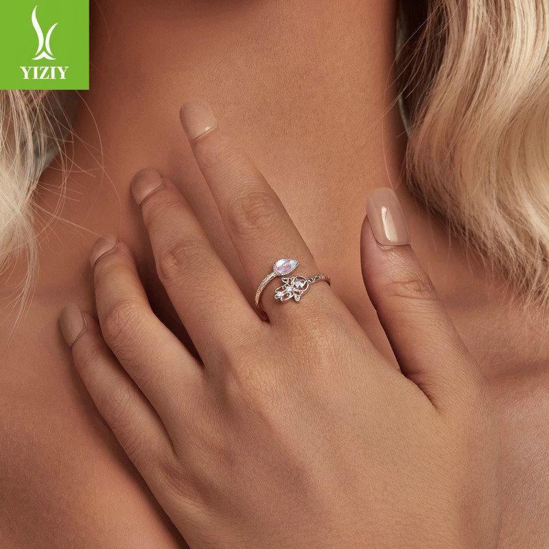 Patroon Fatima Gelukkige Hand Open Ring, Chao Opaal S925 Sterling Zilveren Ring