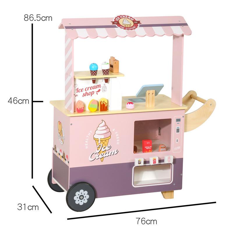 Holz Eisdiele Spielset mit Kasse für Kinder Rollenspiel Markt Spielzeug