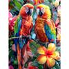 Peinture Diamant 5D DIY Point de Croix Perroquet Coloré Broderie Diamant Mosaïque Forage Rond Complet Fleurs Décoration Intérieure