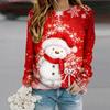 Tops voor vrouwen Kerstmis Sneeuwman Cadeau Print Ronde Hals Lange Mouw T-shirt Herfst Casual Slim Pullover Dames Lange Mouw Top
