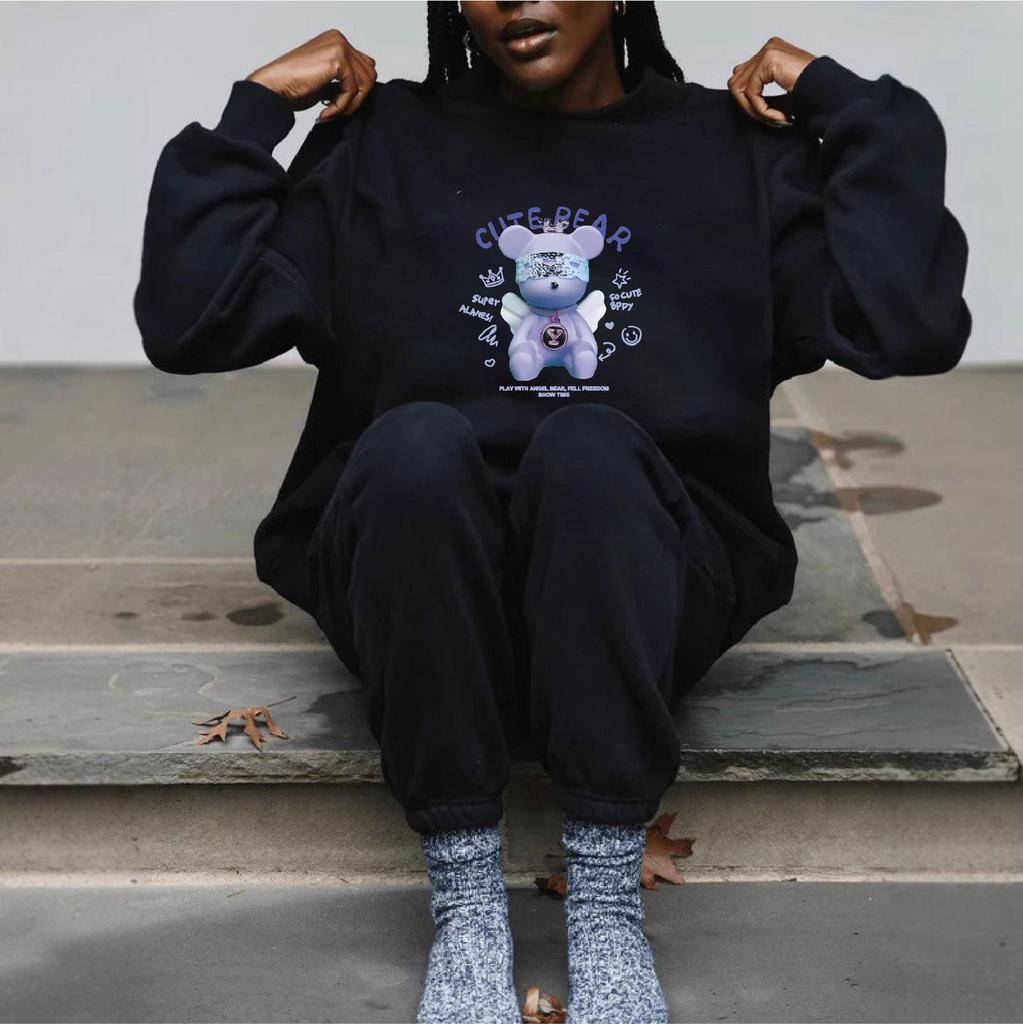 Cross-Border Versatile Trendy Women's Mid-High Collar Sweatshirt - Casual Loose Fit, Long Sleeve for Spring & Autumn