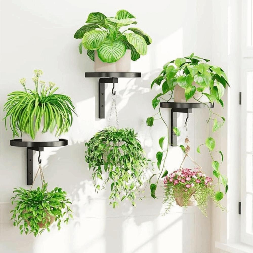 Carbon Steel Plant Display Stand Waterproof with Hook Planter Storage Shelf Raised Tray Edge Large Load-bearing Flower Pot Rack