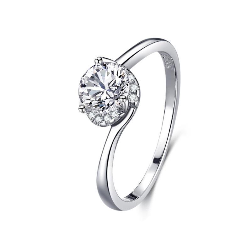 S925 Sterling Silver Women's Ring - White Gold Electroplated, Classic Rose Design, Light Luxury Finger Jewelry