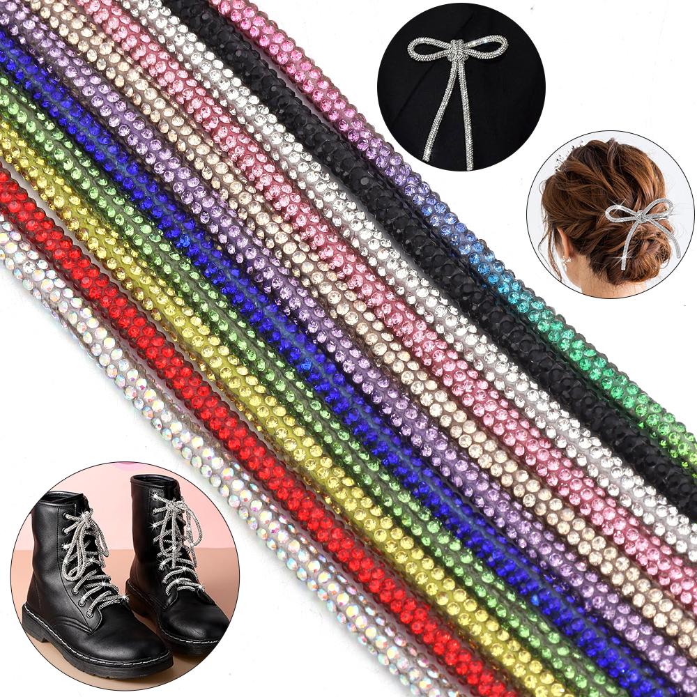 5Yards 4mm Crystal Rhinestone Cord Trim Glitter Colorful Round Rope For DIY Crafts Sewing Clothing Shoes Bag Headwear Decoration