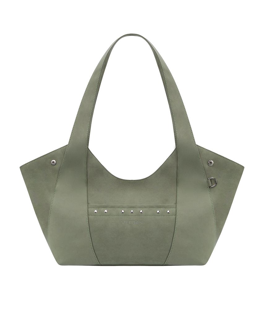 Verdan Aube Suede Shopper Bag_Green