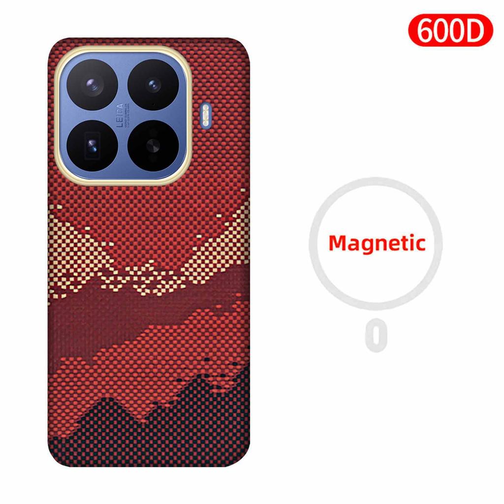 For Xiaomi 17 T Pro/Xiaomi 17 T Case Carbon 600D 1500D Kevlar Aramid Fiber Fabric Thin Hard Cover Magnetic Balck Slim Light Red