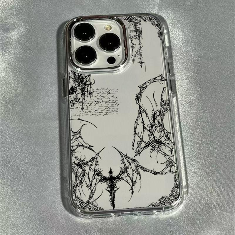 De Dark Cross Gegalvaniseerd Lensframe Transparante Telefoonhoes voor iPhone 17 Air 16 15 14 13 12 11 Pro Max XS Max X TPU Zachte Cover