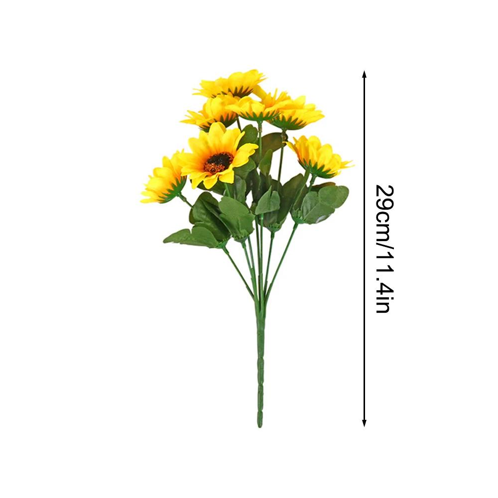 1 Sunflower 7 Artificial Sunflower Heads Artificial Flower Simulation Photography Props Wedding Home Decoration