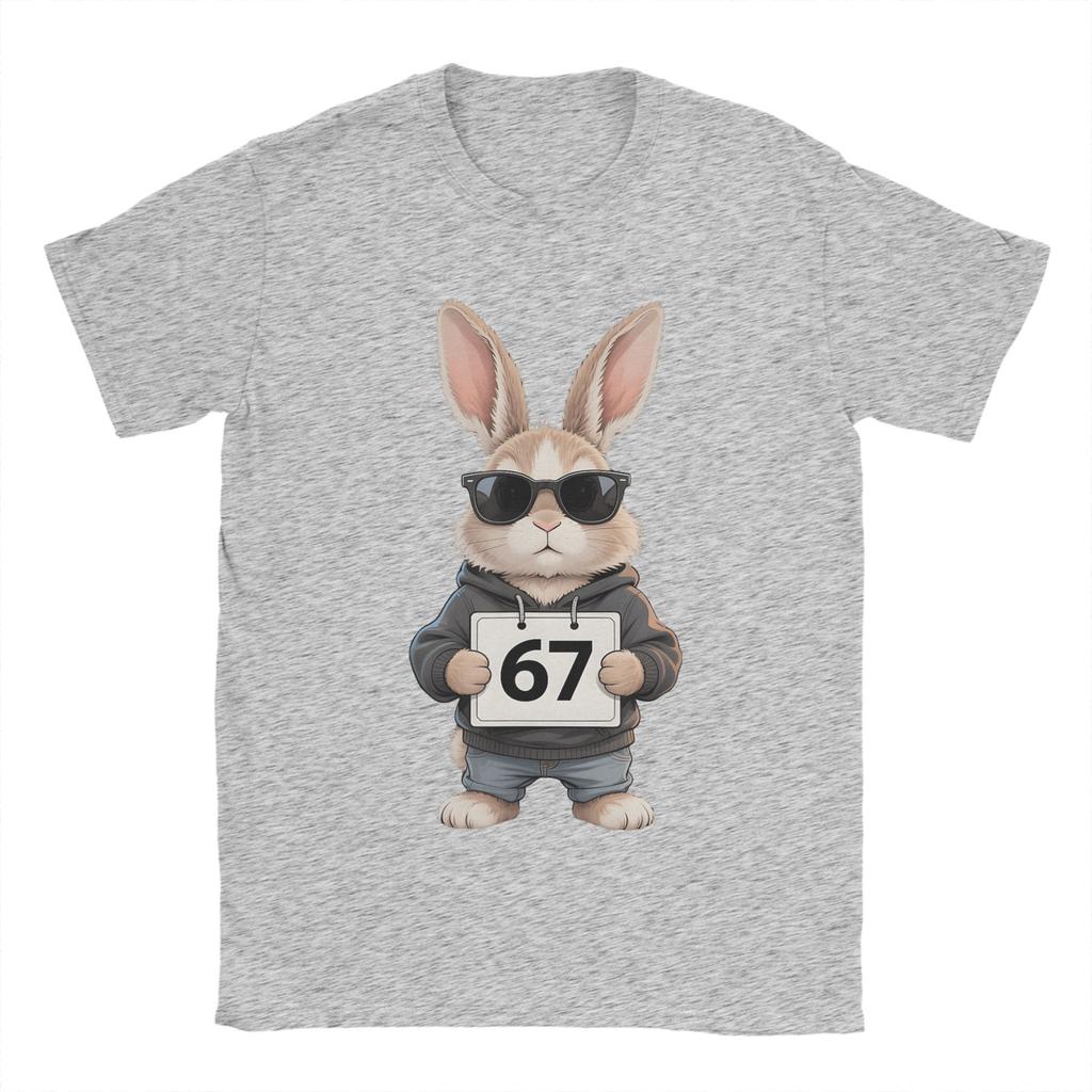 Vintage Funny Six Seven Rabbit Bunny Sunglasses Easter TShirt for Unisex Round Neck Cotton T Shirts Short Sleeve Tee Shirt