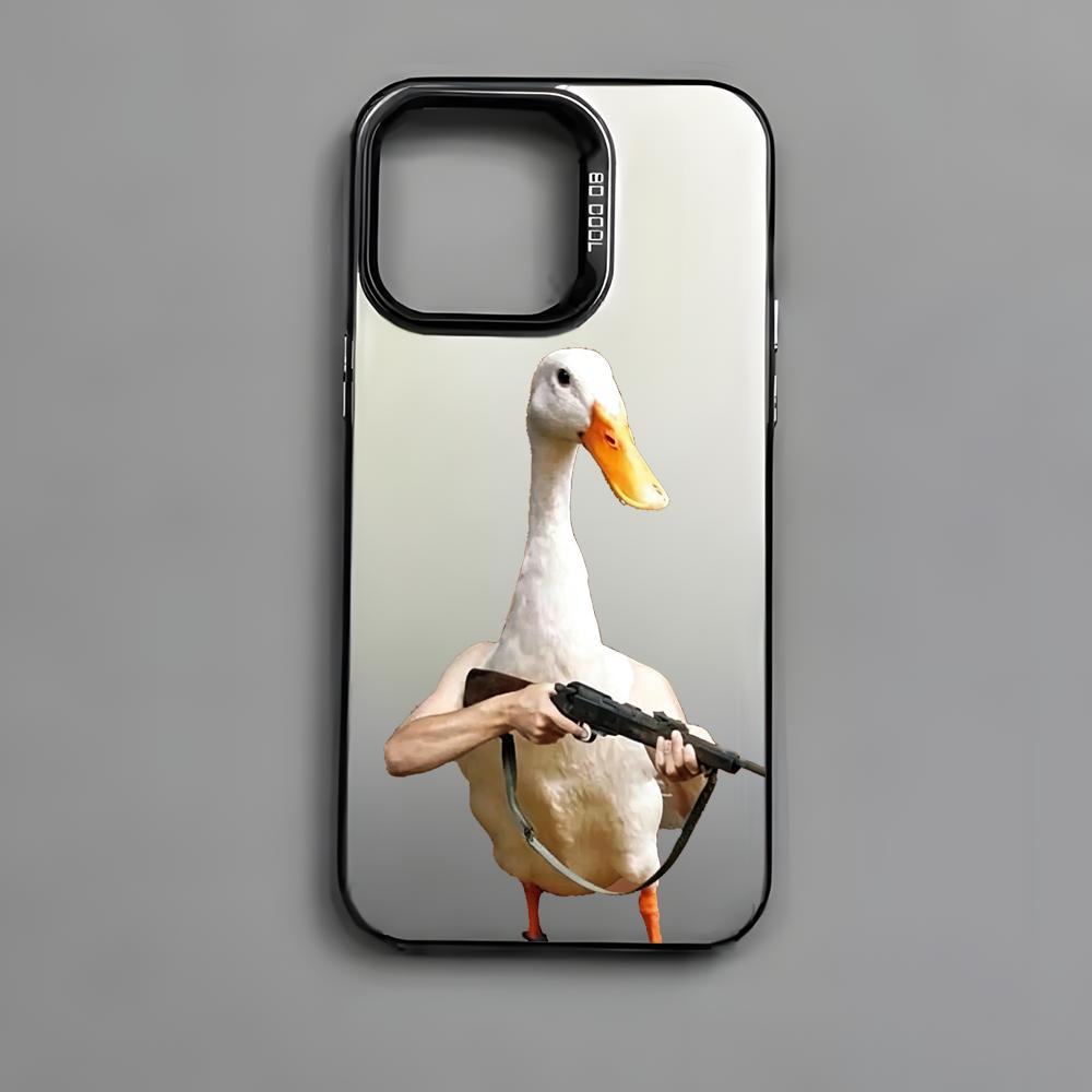 Funny Fighting Duck Chicken Phone Case For iPhone 17 16 15 14 13 12 11 Pro Max Air Colorful Matte Laser Aurora Shockproof Case