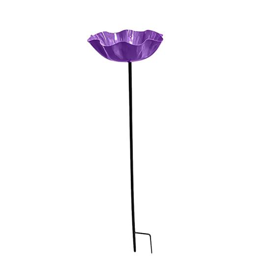 Handmade Metal Bird Feeder Garden Stake with Pollinator Water Station Bird Bath for Water