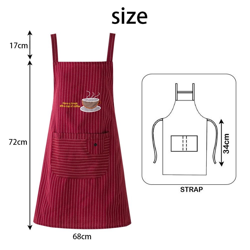 Simple Stripe Kitchen Aprons Sleeveless Cooking Smock Fashionable Coffee House Aprons