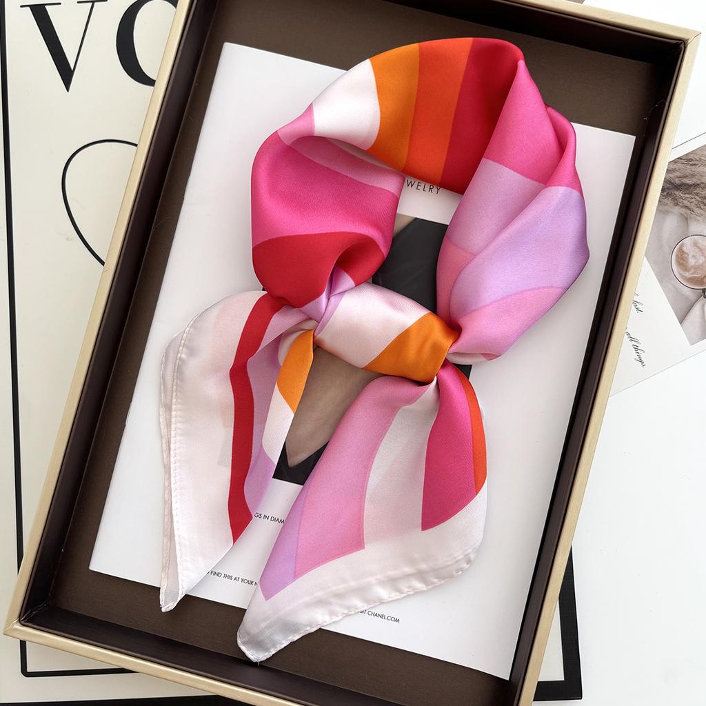 New Literary Fashionable Bandana Imitation Silk 70*70Cm Temperament Square Scarves Women SpringSummer Soft Satin Scarf