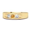 Citrine Three Stone Band Ring - 925 Sterling Silver Gold Vermeil