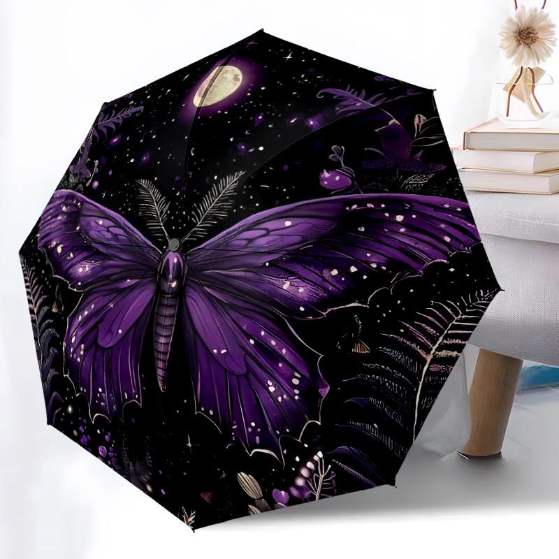 1pc Butterfly Night Automatic Open/Close Umbrella Compact Folding Umbrella, All-Season Portable Umbrella for Women/Men F1124335