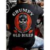 T-shirt Graphique 3D Surdimensionné Homme Taille Européenne - Slogan "Grumpy Old Biker" Inspiré des Motards & Impression Crâne, Noir avec Inscriptions Rouges