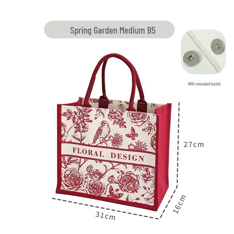 Große Tragetasche aus Canvas mit 3D-Blumenmuster und individuellem Band – ideal für Firmenwerbung
