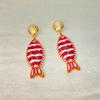ZA Tropical Fish Print Earrings: Trendy Seaside Vacation Style Studs for Women