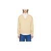 AMIPARIS Solid Color Brand Logo Embroidered V-Neck Drop Shoulder Long Sleeve Sweater Men Sweater Yellow UKS228016721