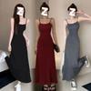 "2025 Summer Off-Shoulder High Waist Suspender Dress - Knee-Length & Slimming"