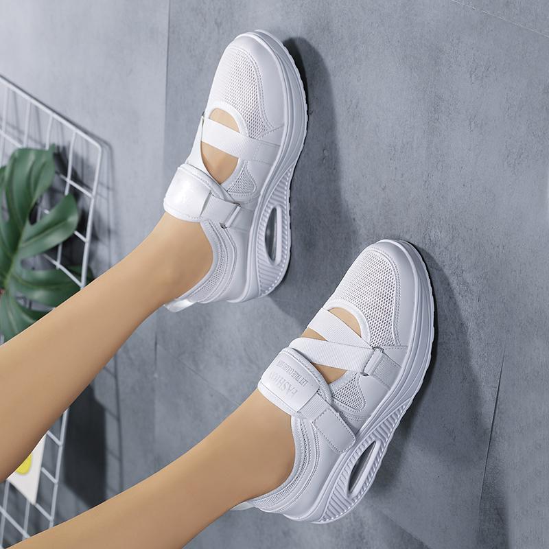 Buckle Rocking Shoes Air Cushion Casual Sports Shoes Breathable Walking Shoes Mom Shoes Elderly Shoes
