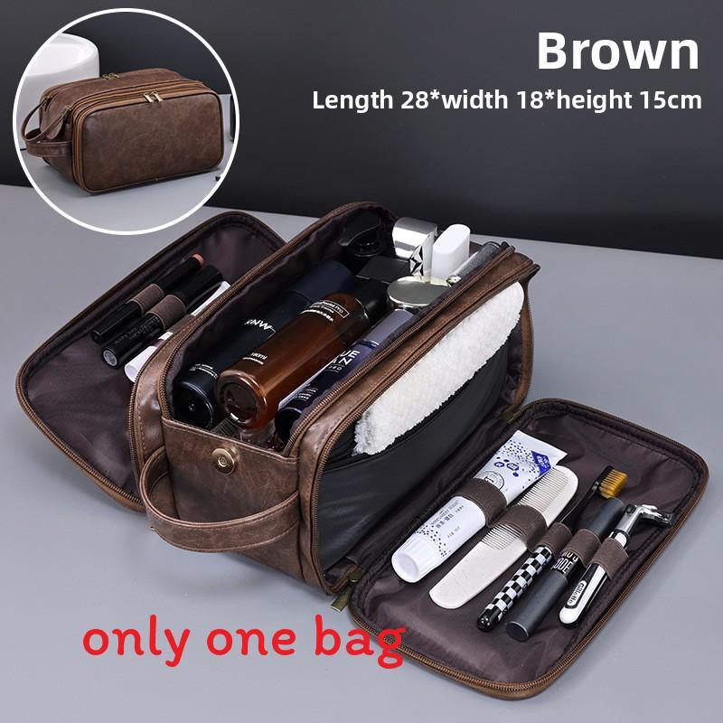 Pu Mens Multicompartment Toiletry Bag With Dry Wet Separation For Travel And Daily Use