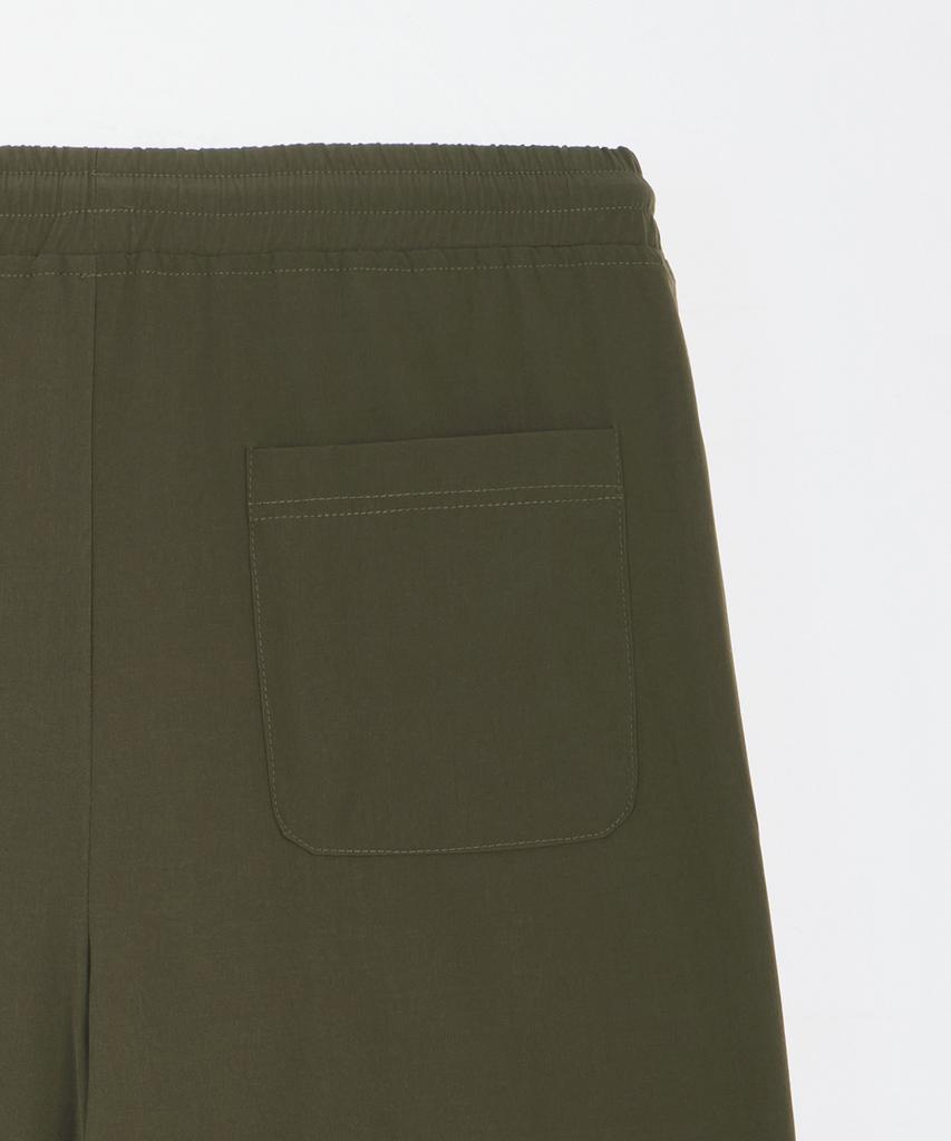 GLW Double-Pleat Wide Nylon Pants Khaki