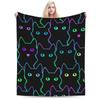 Cat Silhouettes Blanket Fleece Autumn/Winter Cartoon Black Cats Thin Throw Blankets for Sofa Outdoor Bedding Throws